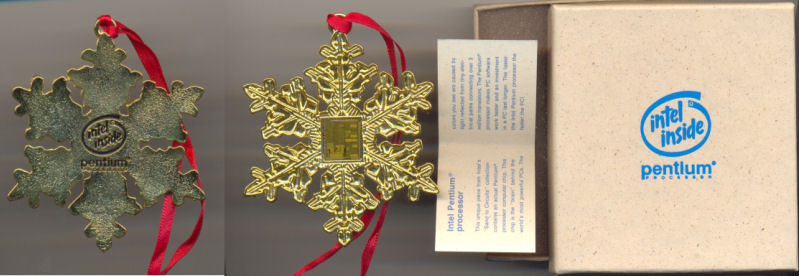 Intel christmas tree ornament with chip (Black print)