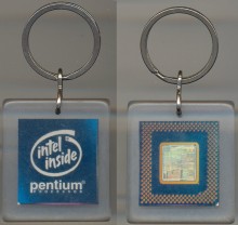Keychain Intel Pentium with chip dark blue rectangular