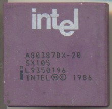 Intel A80387DX-20 SX105 INTEL logo