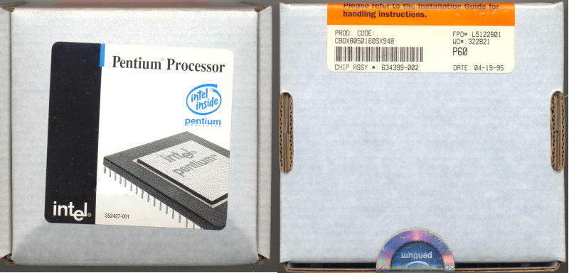 Intel A80501-60 SX948 FDIV replacement program (unopened box)