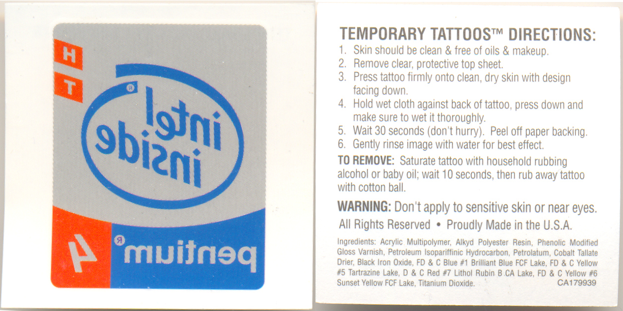 Intel P4 temporary tatoo