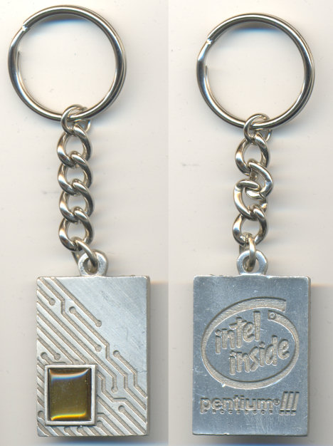 Intel silver keychain PIII with chip die 2