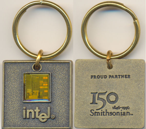 Intel keychain Smithsonian 'Proud partner'