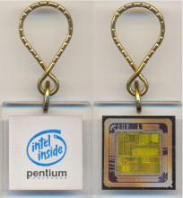 Intel keychain with Pentium die Intel keychain with Pentium die